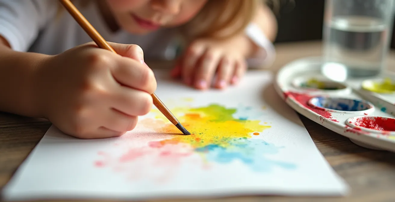 Child engaged in independent activity showing internal motivation and confidence