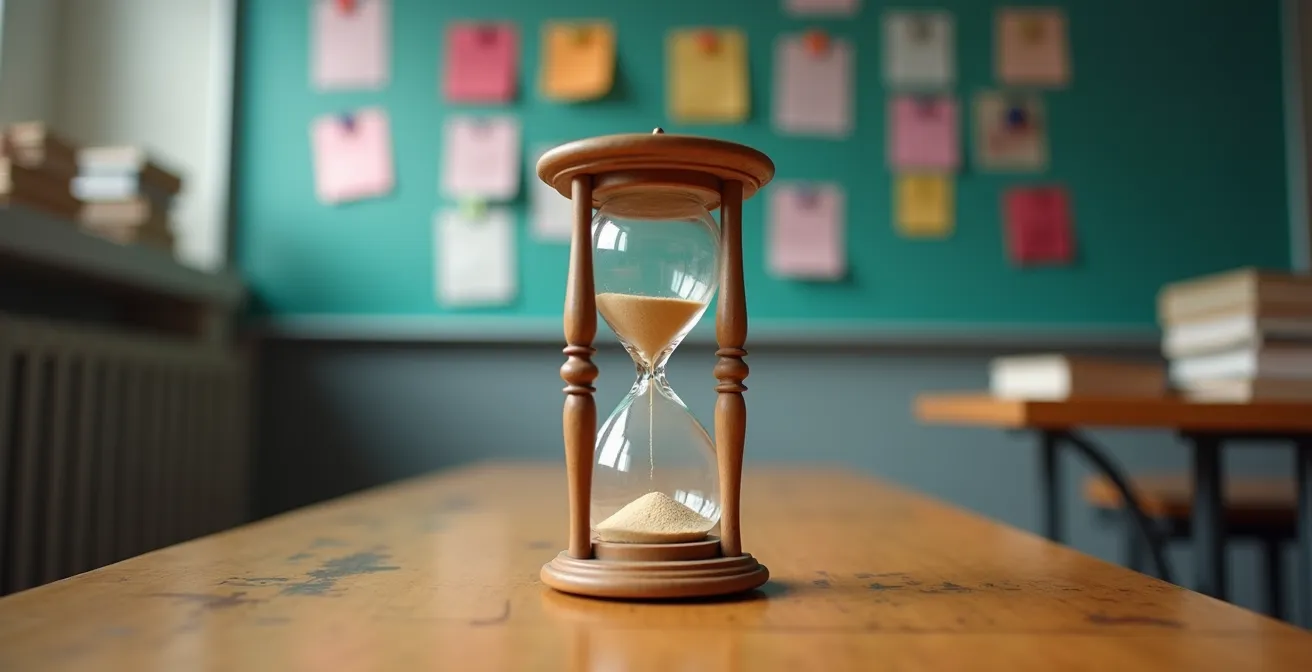 Visual timeline showing years between Ofsted inspections with warning indicators